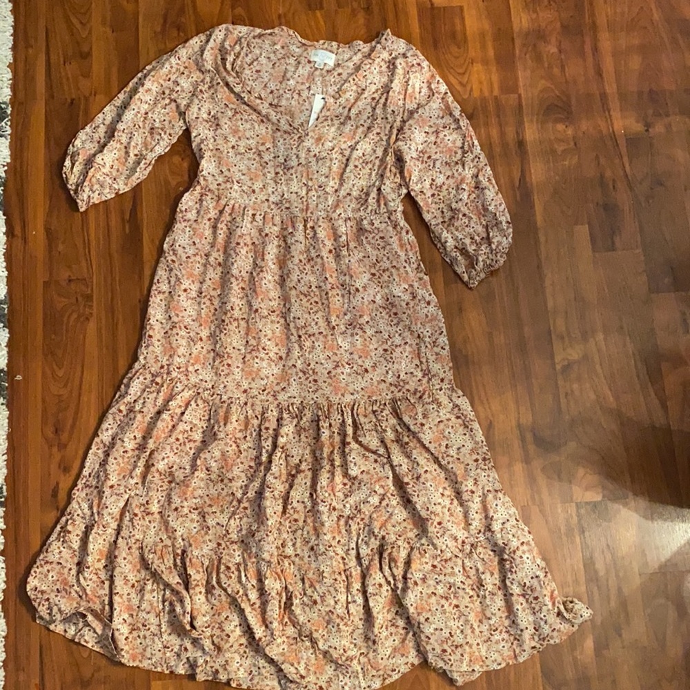 Francesca's Collections Floral Maxi Dress - Pink and Cream - Picture 5 of 5